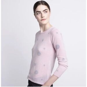 Quinn Cashmere Crewneck Pink Metallic Dot Pullover 
Sweater NWT